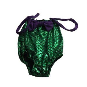 Dance Leotard Mermaid Green/Purple/Black with Matching Headband SZ 5